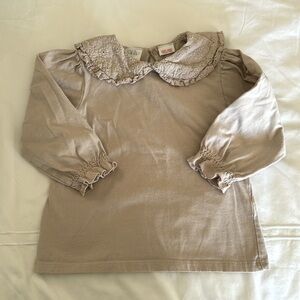 Zara Kids Size 2-3 Years Long Sleeve embroidered bib collar blouse